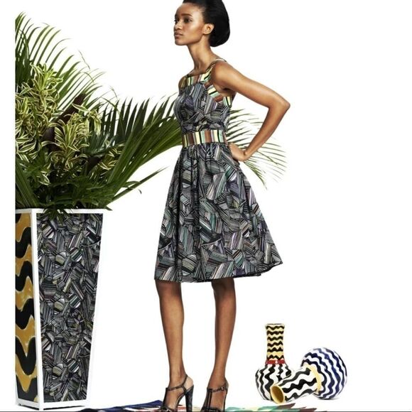 Duro Olowu Multi Color Cotton Fit & Flare Dress - Picture 2 of 11